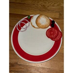 LOTUS Home Trends ETC Appetizer Plate Bagel Olive Tomato‎ Onion Red Trimmed 2006